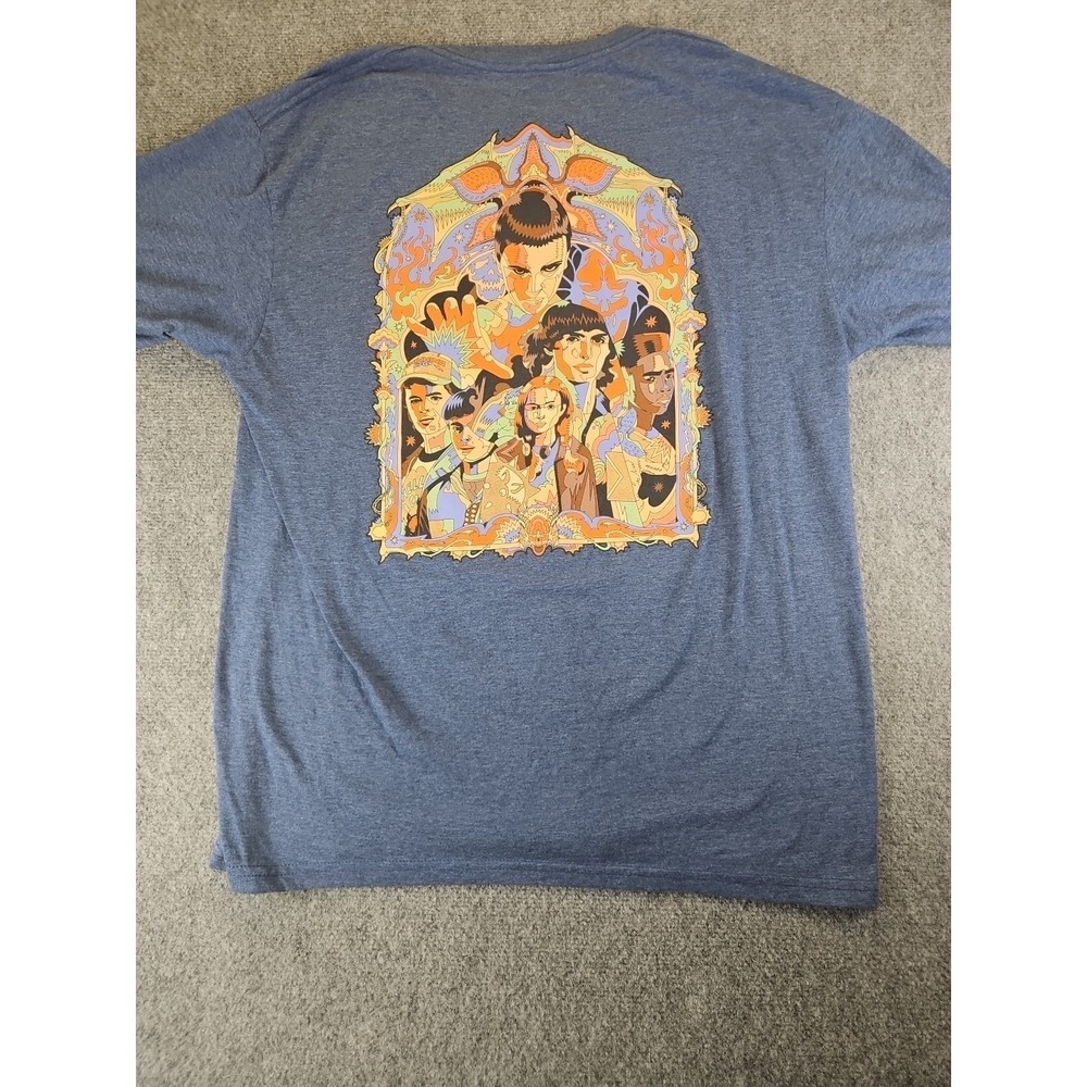 Stranger Things Cast (Netflix) Mens Size XL Blue Short Sleeve T-shirt 1454